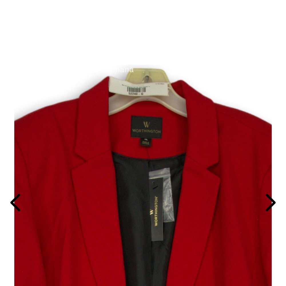 NWT Women's Worthington Industries Red One-Button Blazer Size XL